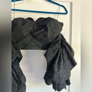 Acler Navy blue Puff sleeve crop top